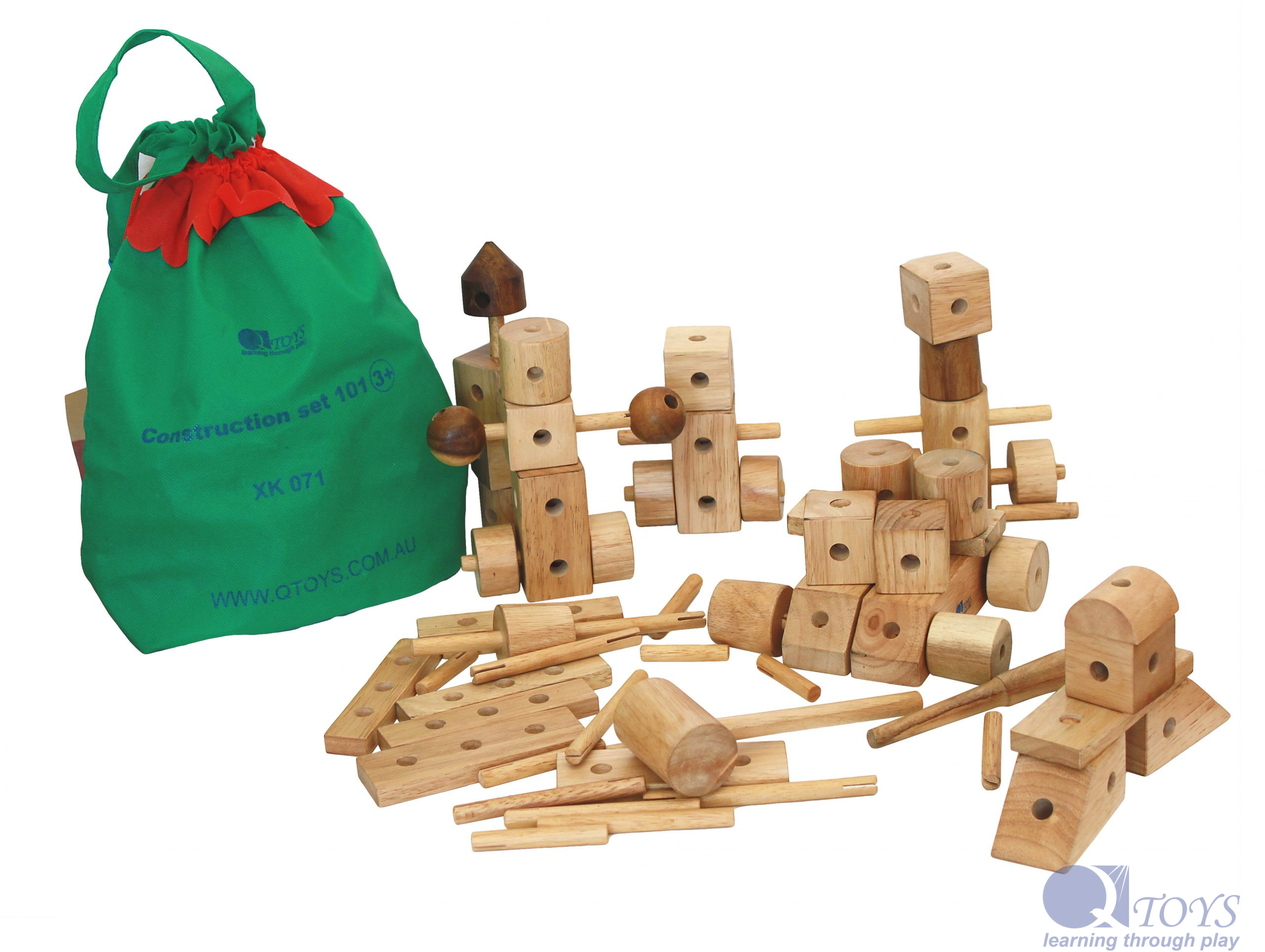 wooden toy construction set